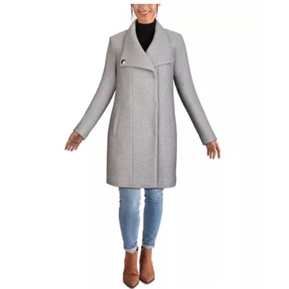Kenneth Cole- Asymmetrical Boucle Walker Coat XS